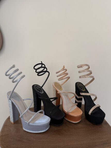 Rene Caovilla Cleo Crystal Spiral Platform Heels