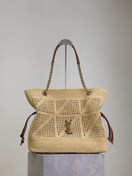 YSL Rive Gauche Raffia Tote Bag