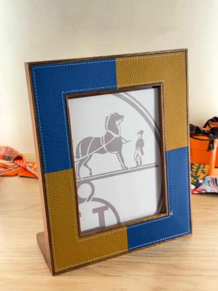 Hermes Leather & Wood Photo Frames