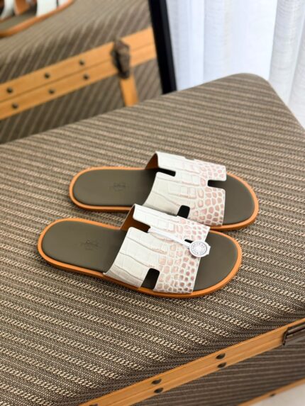Hermes Crocodile-Effect Leather Sandals