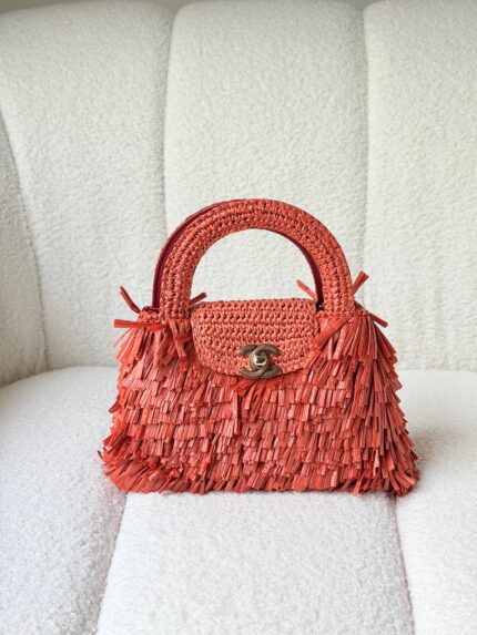 Chanel Kelly Raffia Top Handle Bag
