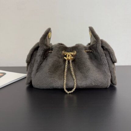 Chanel Furry Drawstring Bucket Bag