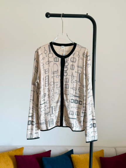Hermes Equestrian Print Cardigan
