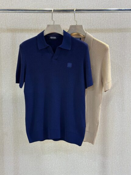 Zegna Textured Knit Polo Shirts