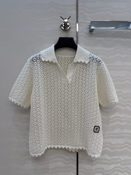 Chanel Crochet Polo Knit Top &  Wide-Leg Pants