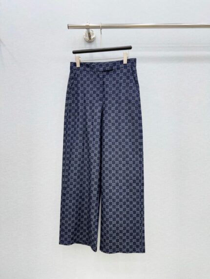 Gucci GG Monogram Jacquard Wide-Leg Trousers