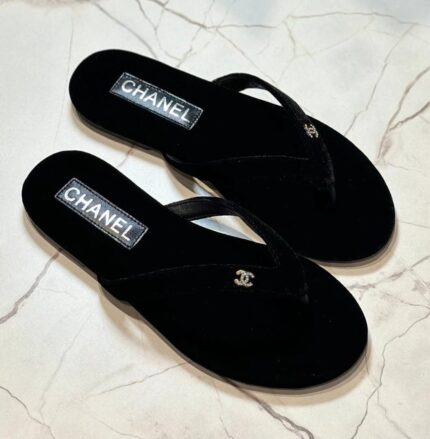 Chanel Velvet Thong Flip Flop