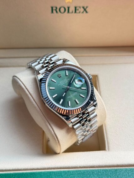 Rolex Mint Green Dial Fluted Bezel