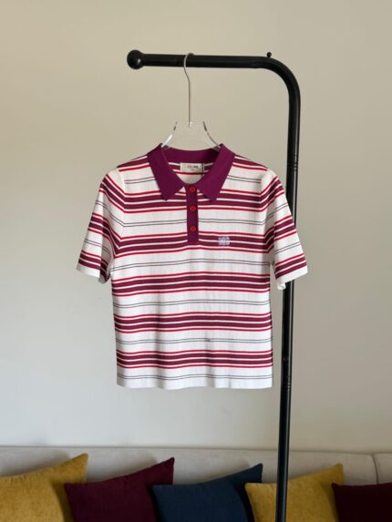 Celine Triomphe Striped Polo Shirts