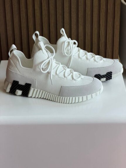 Hermes Bouncing Sneaker - Triple White x Black H