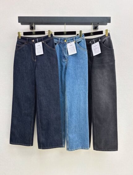 Chanel Wide Leg Denim Jeans