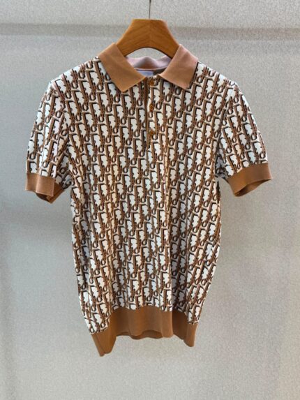 Christian Dior Oblique Jacquard Knit Polo Shirt