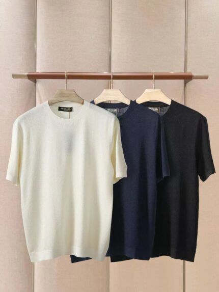 Loro Piana Herringbone Knit Silk T-Shirts