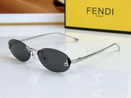 FENDI Roma First Crystal Rimless Oval Sunglasses