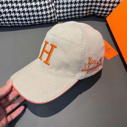 Hermes H Logo Embroidered Caps