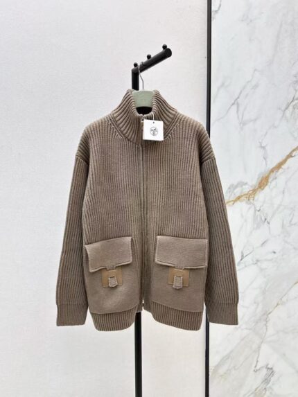 Hermes Wool Blend Zip-Up Cardigan Jackets
