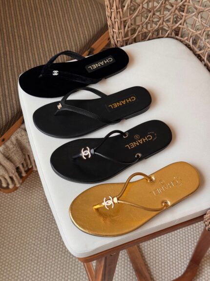 Chanel CC Logo Thong Flip Flop Sandals