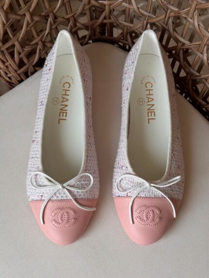 Chanel Cap-Toe Tweed Ballet Flats