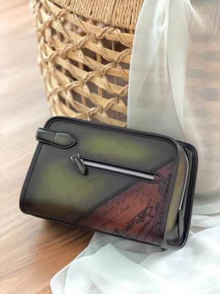 Berluti E'Mio Scritto Leather Clutches