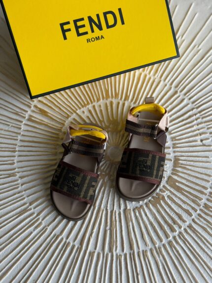 Fendi Kids FF Logo Fabric Sandals