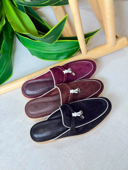 Loro Piana Charms Walk Suede Loafer Mules
