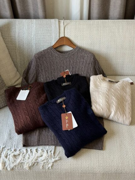 Loro Piana Cable-Knit Cashmere Crewneck Sweaters