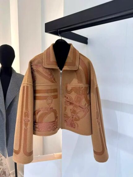 Hermes Brides de Gala Embroidered Wool Blouson Jacket