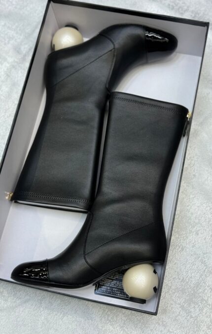 Chanel Pearl Heel Zip-Up Ankle Boot