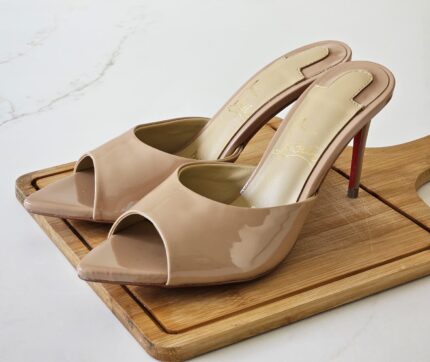 Christian Louboutin Dolly Peep-Toe Patent Leather Mules