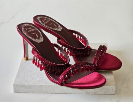 Rene Caovilla Chandelier Satin Mule Heels