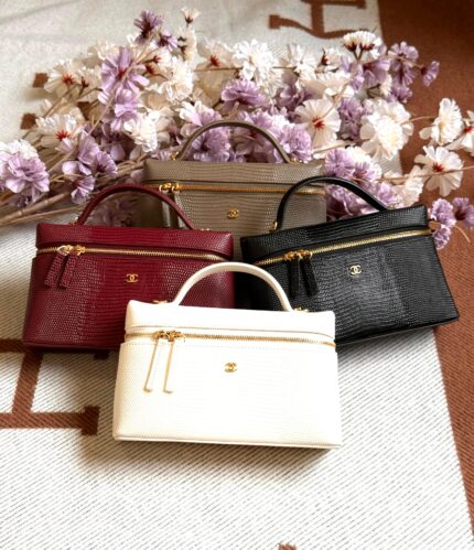 Chanel Lizard-Embossed Vanity Case Bags