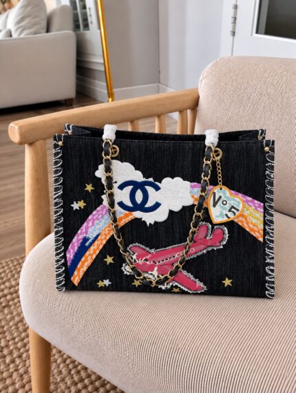 Chanel Voyage Embroidered Shopping Tote Bag