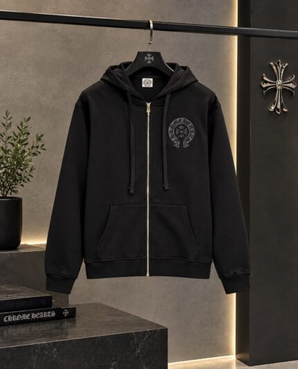 Chrome Hearts Horseshoe Logo Zip-Up Hoodie