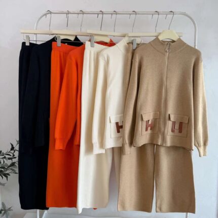 Hermes Knit Zip-Up Co-ord Sets