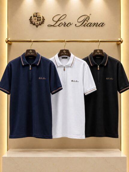 Loro Piana Zip-Collar Piqué Polo Shirts