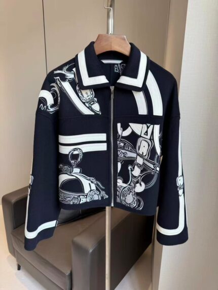 Hermes Brides de Gala Embroidered Wool-Cashmere Blouson Jacket