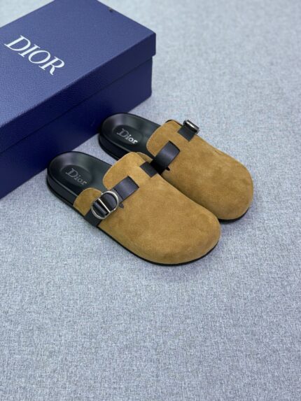 Christian Dior Buckle Suede Mule Clogs