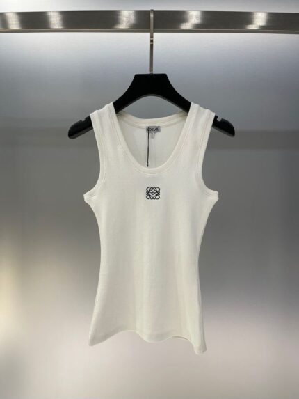 Loewe Anagram Embroidered Ribbed Tank Tops