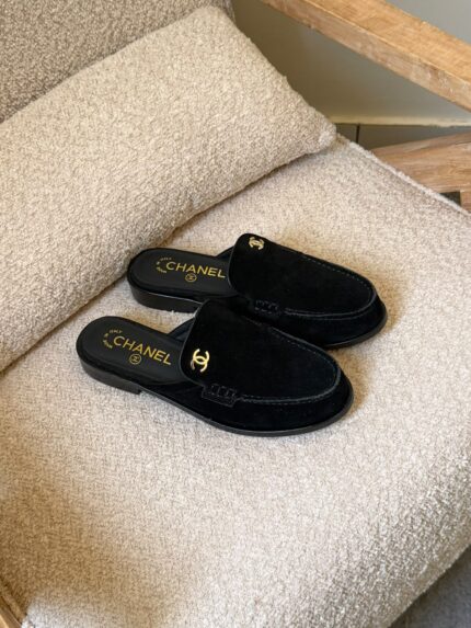 Chanel Suede CC Loafer Mules