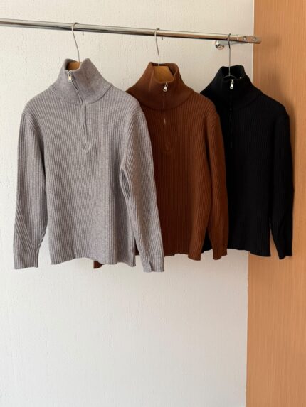 Loro Piana Ribbed Half-Zip Sweaters