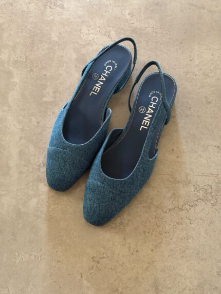 Chanel Denim Slingback Flats