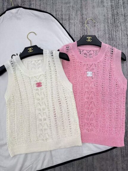 Chanel Open-Knit Sleeveless Tops