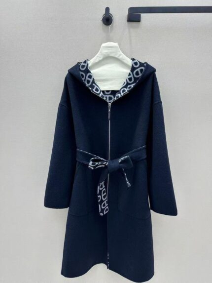 Hermes Reversible Hooded Long Wrap Coats