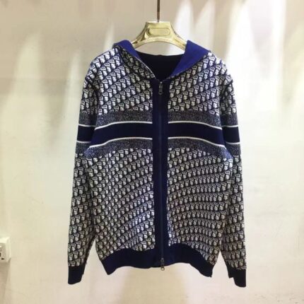 Christian Dior Oblique Hooded Zip Up Knit Jackets