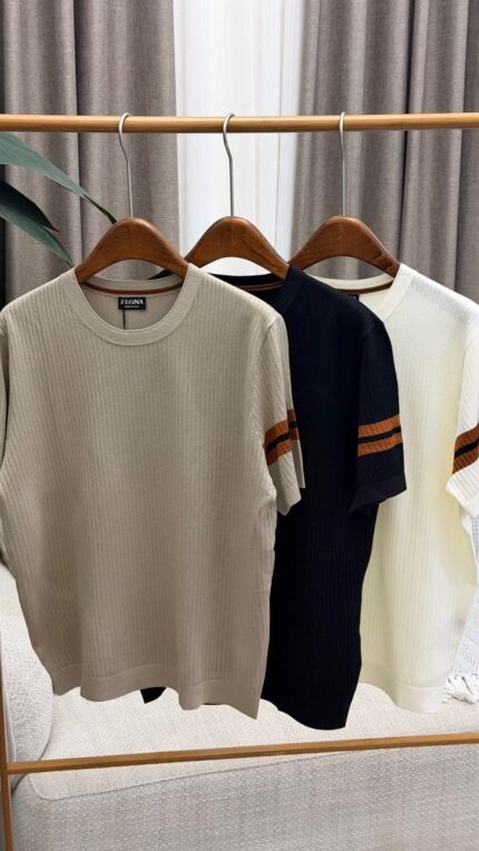 Zegna Ribbed Knit Short Sleeve T-Shirts