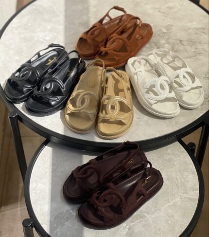 Chanel CC Logo Slingback Sandals