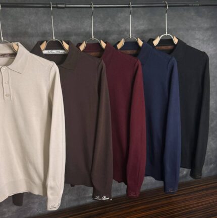 Loro Piana Cashmere Long Sleeve Polo Sweaters