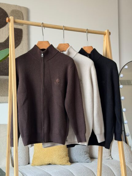 Loro Piana Ribbed Knit Cashmere Zip-Up Cardigans