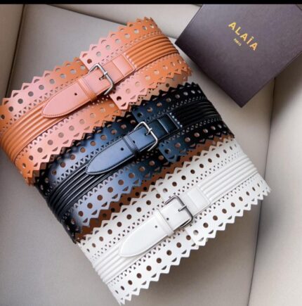 Alaia Perforated Wide Corset Waist Belts