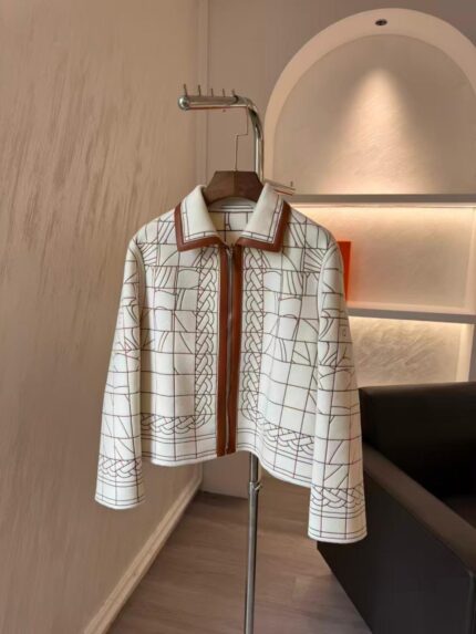Hermes Embroidered Wool Blend Zip Jacket